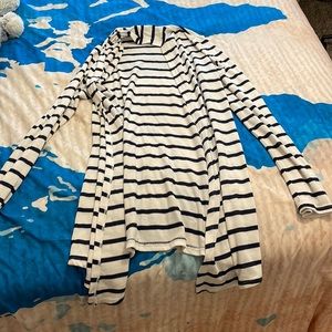 Blue and White striped cardigan size L